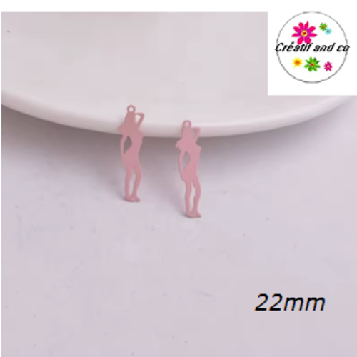 Breloque estampe femme rose 22mm