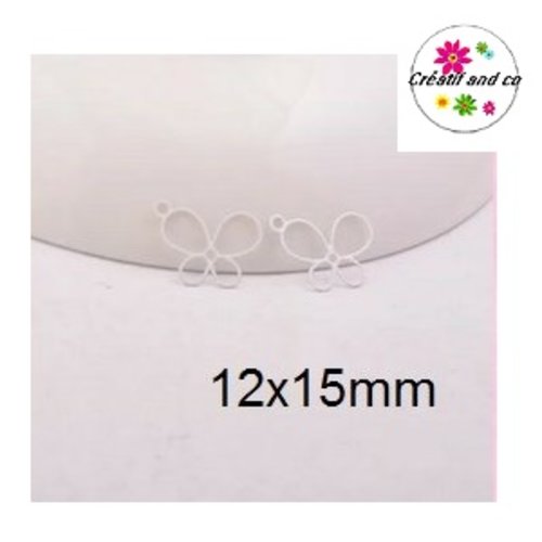 Breloque estampe papillon blanc 15mm