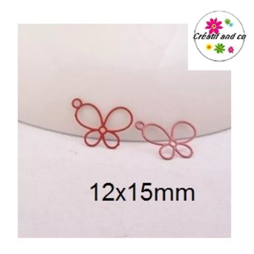 Breloque estampe papillon rouge 15mm
