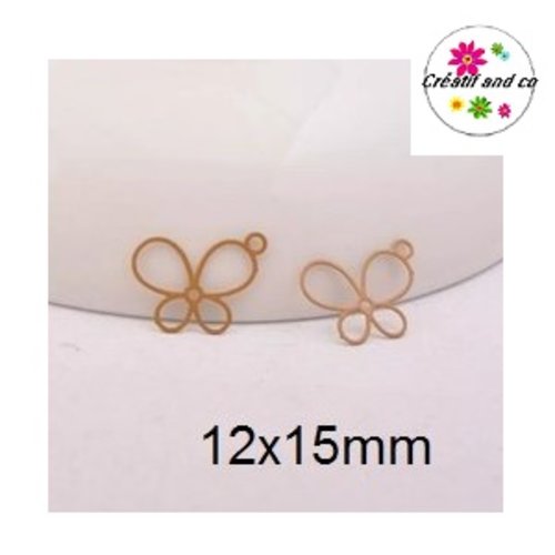 Breloque estampe papillon marron caramel 15mm