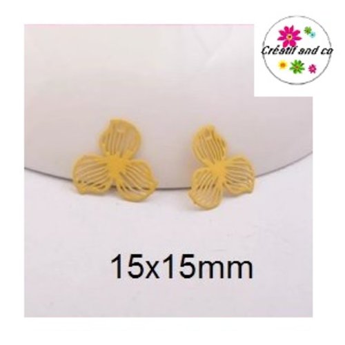 Breloque estampe trèfle jaune 15mm