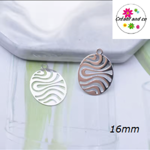 Breloque estampe ovale argent 16mm