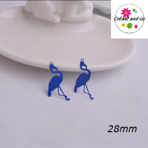 Breloque estampe flamant bleu roi 28mm