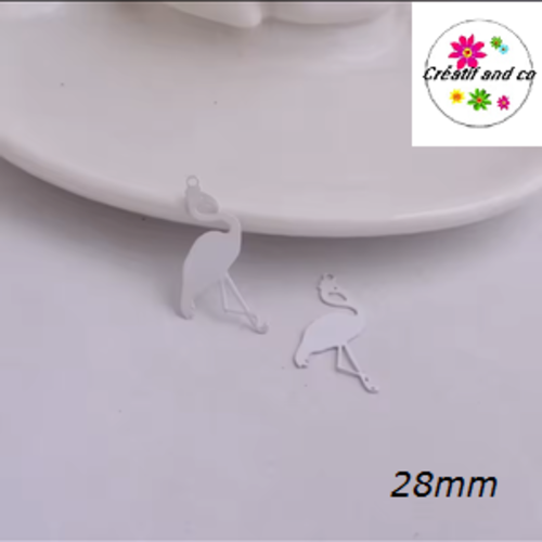 Breloque estampe flamant blanc 28mm