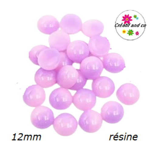 X2 cabochons parme/rose 12mm