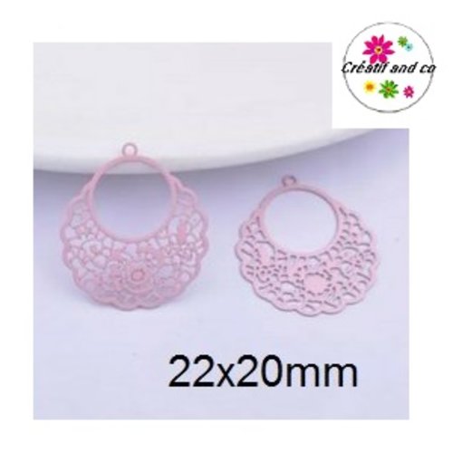 Breloque estampe rose 22mm