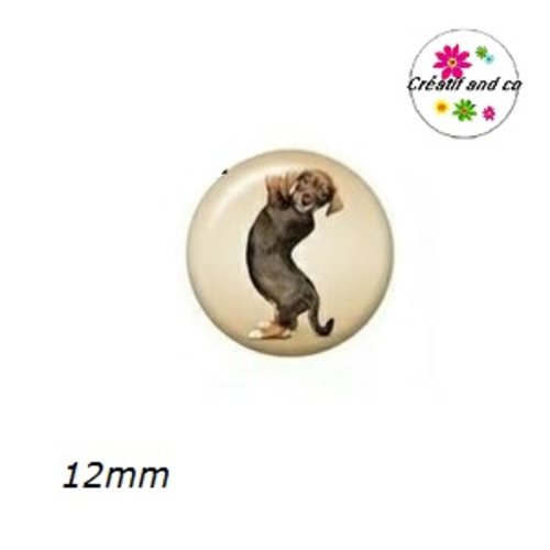 X2 cabochons chien posture yoga 12mm