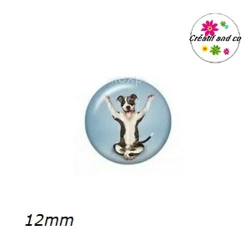 X2 cabochons chien posture yoga 12mm