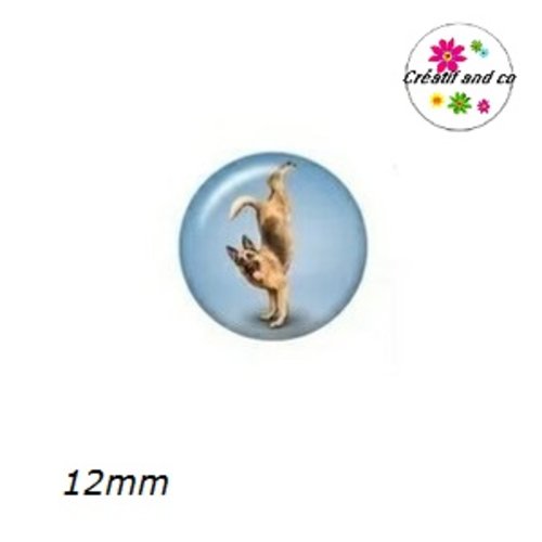X2 cabochons chien posture yoga 12mm