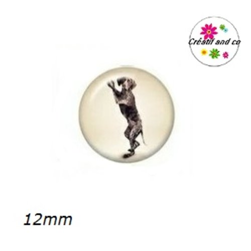 X2 cabochons chien posture yoga 12mm