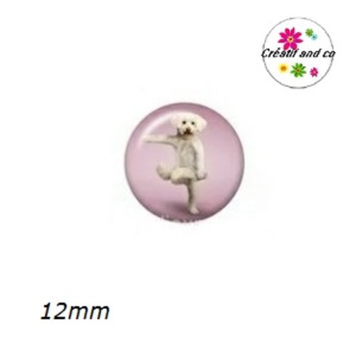 X2 cabochons chien posture yoga 12mm