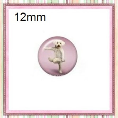 X2 cabochons chien posture yoga 12mm