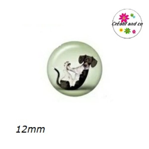 X2 cabochons chien posture yoga 12mm