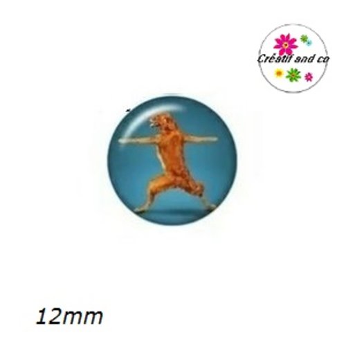 X2 cabochons chien posture yoga 12mm
