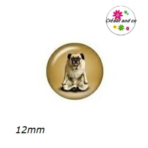 X2 cabochons chien posture yoga 12mm