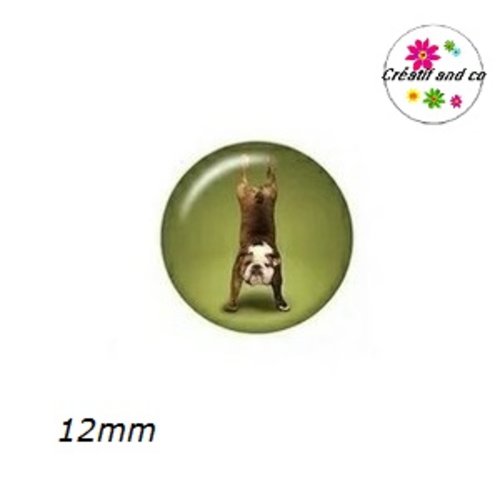 X2 cabochons chien posture yoga 12mm