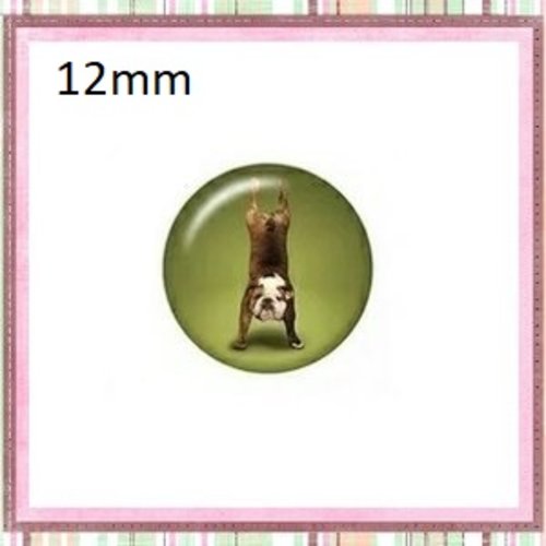 X2 cabochons chien posture yoga 12mm