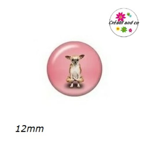 X2 cabochons chien posture yoga 12mm