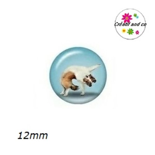 X2 cabochons chien posture yoga 12mm