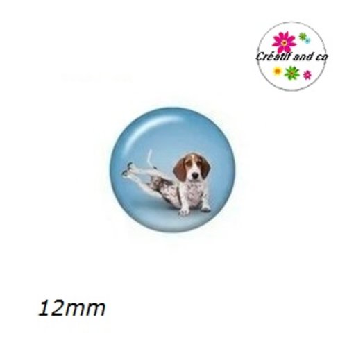 X2 cabochons chien posture yoga 12mm