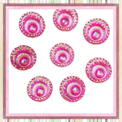 X2 cabochons spirale fuchsia résine 12mm