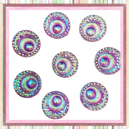 X2 cabochons spirale parme résine 12mm