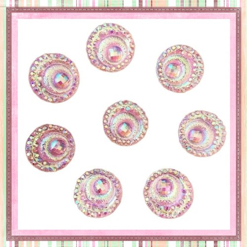 X2 cabochons spirale rose résine 12mm