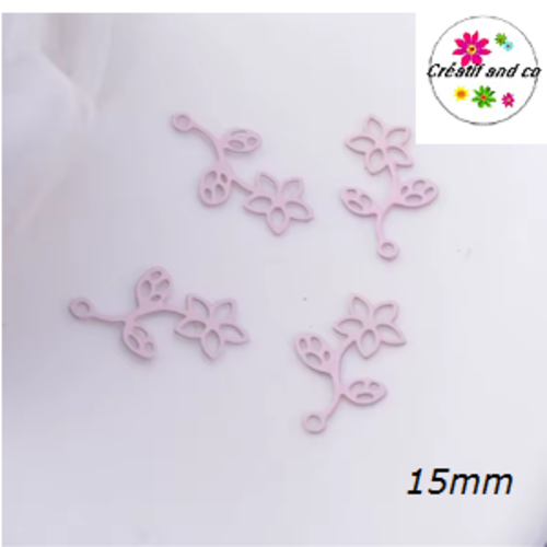 Breloque estampe fleur rose 15mm