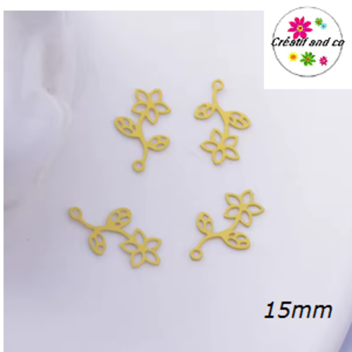 Breloque estampe fleur jaune 15mm