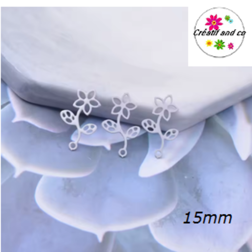 Breloque estampe fleur blanche 15mm