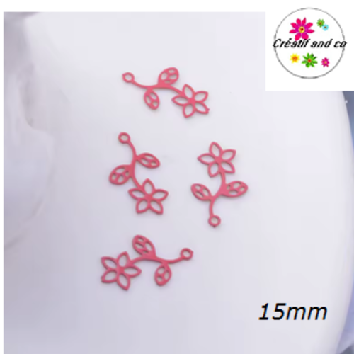 Breloque estampe fleur rouge 15mm