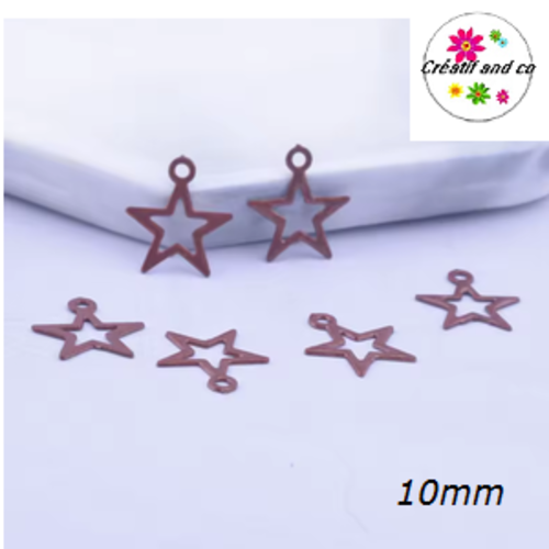 Breloque estampe étoile creuse marron 10mm
