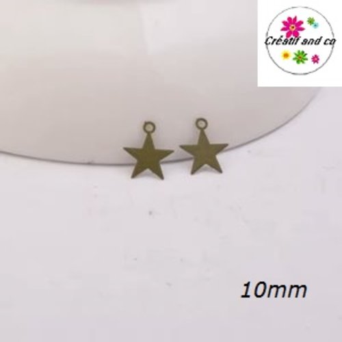 Breloque estampe étoile kaki 10mm