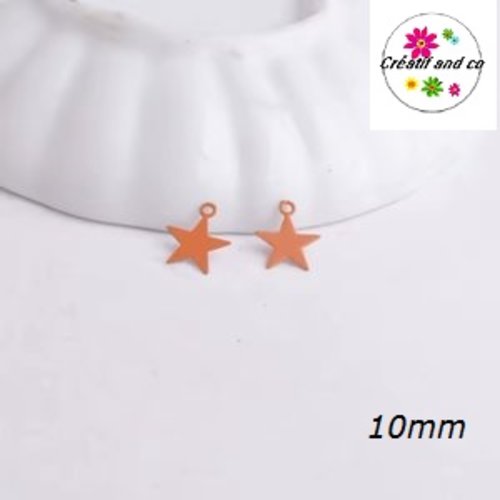 Breloque estampe étoile orange 10mm
