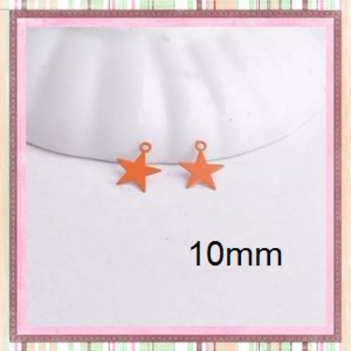 Breloque estampe étoile orange 10mm