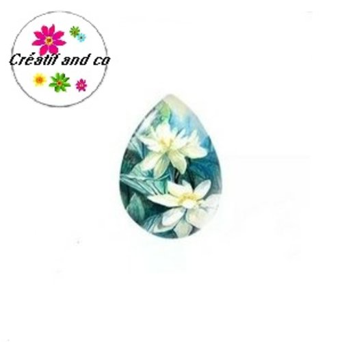Cabochon goutte fleur de lotus 18x25mm
