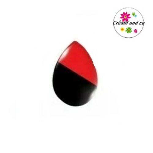 Cabochon goutte noire/rouge 18x25mm