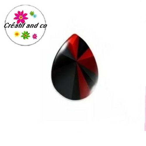 Cabochon goutte géomètrique noire/rouge 18x25mm