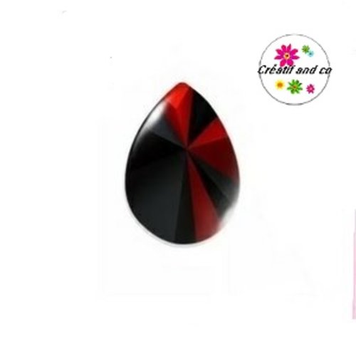Cabochon goutte géomètrique noire/rouge 18x25mm