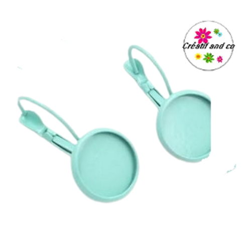 Boucle d'oreille vert paon pour cabochon 12mm