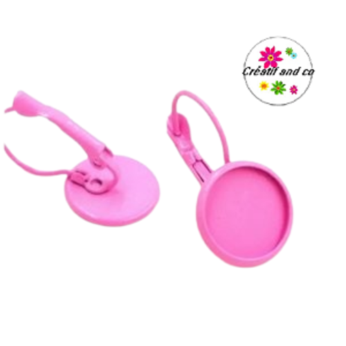 Boucle d'oreille rose pour cabochon 12mm