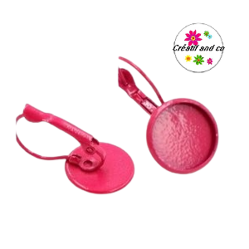 Boucle d'oreille fuchsia pour cabochon 12mm
