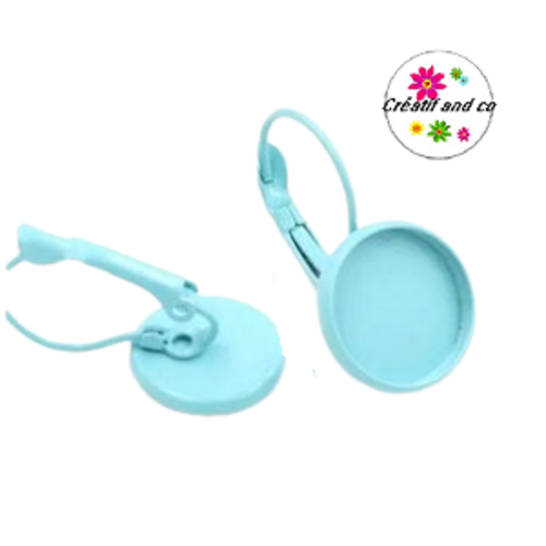 Boucle d'oreille bleu clair pour cabochon 12mm