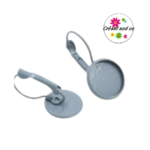 Boucle d'oreille grise pour cabochon 12mm