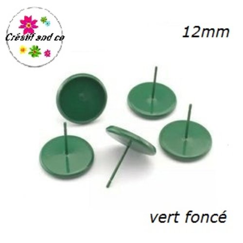Puce oreille vert foncé pour cabochon 12mm