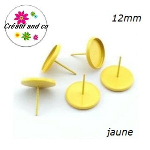 Puce oreille jaune pour cabochon 12mm