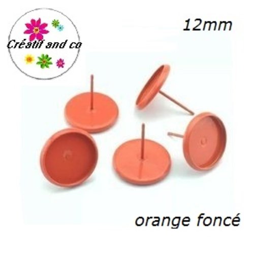 Puce oreille orange foncé pour cabochon 12mm