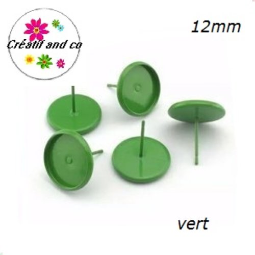 Puce oreille vert pour cabochon 12mm
