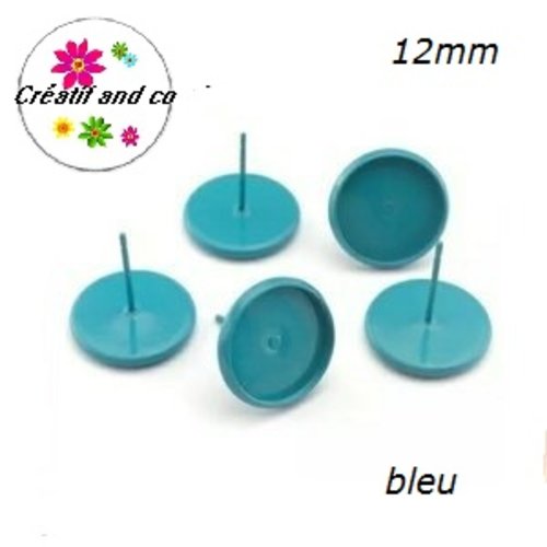 Puce oreille bleu pour cabochon 12mm