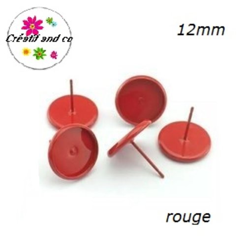 Puce oreille rouge pour cabochon 12mm
